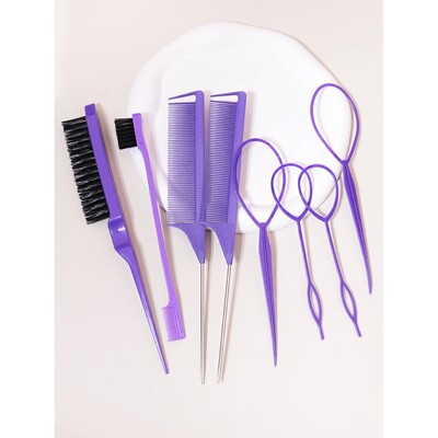 8PCS hair styling comb set teasing hair brush pointed tail c