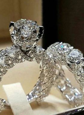 Elegant Zircon Ring Jewelry Silver Color Engagement Wedding