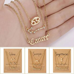 12 Constellation Pendant Necklace Old English Scorpio Aries