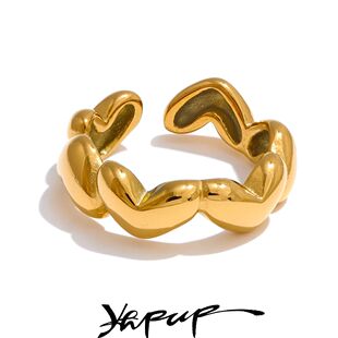 Ring Plated Love Casting Heart PVD Metal Gold Open 18K