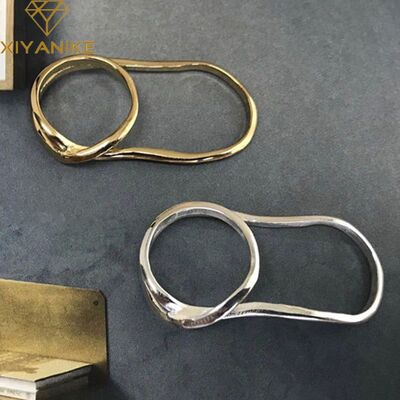Silver Color Cross Cutout Two-finger Conjoined Ring For Wome