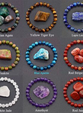 Original Reiki Blue Apatite Beads Bracelet Men Women Natural