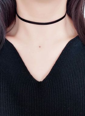 Dark punk sexy black PU choker collarbone chain Short Choker