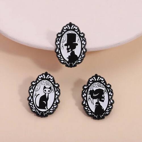 3pcs Skeleton Portrait Enamel Pin Day of The Dead Gothic Sku