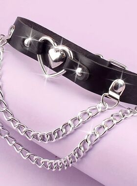Punk Gothic Love Pendant Pu Leather Collar Women Wear Christ