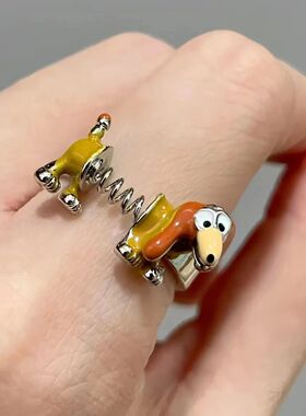 Cartoon Y2K Funny Cute Dog Ring Spring Adjustable Finger Rin
