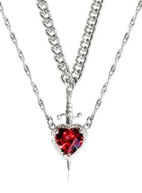 Heart and Sword Necklace - Couple Necklaces - Golden Plated