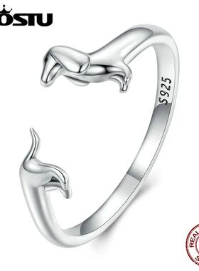 Real Cute Dachshund Dog Adjustable Rings for Women Original
