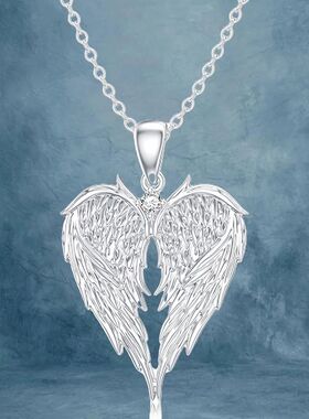 Elegant Angel Wing Heart Shaped Pendant Necklace Exquisite F