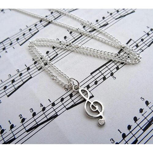 Treble Clef Necklace,music Note Charm,Singer Musician Jewell