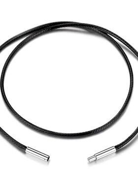 Black Genuine Leather Rope Necklace With Clasp Cord Chain Li