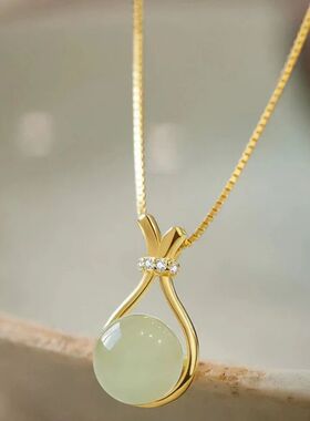 Stainless Steel Fashion light green jade Pendant Necklaces F
