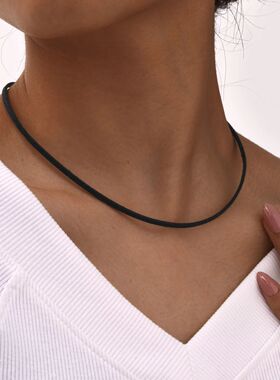 Unique Black Velvet Choker Necklace for Women,Stainless Stee