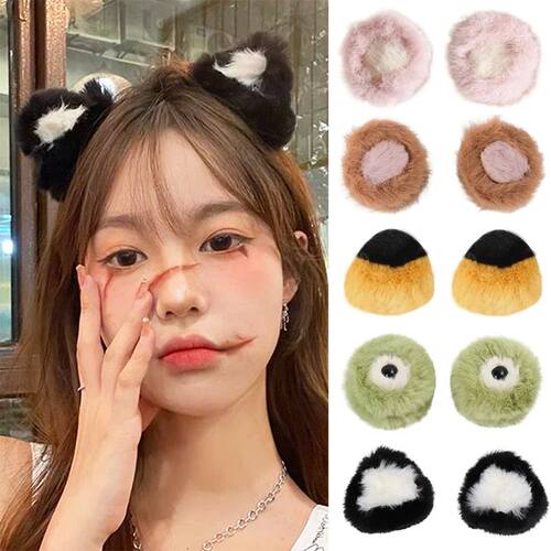 1Pair Cat Ears Hair Clips Cute Plush Girls Hairpins Cartoon