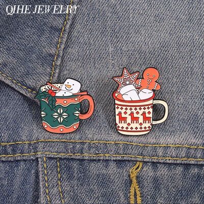 Christmas Drink Enamel Pins Creative Christmas Snowman Ginge