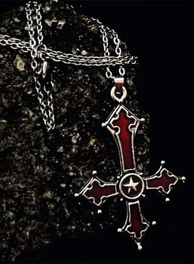 Pentagram Cross Necklace Death Cross Pagan Witchcraft jewelr