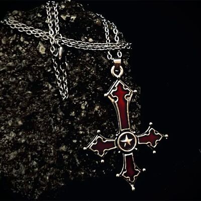 Pentagram Cross Necklace Death Cross Pagan Witchcraft jewelr