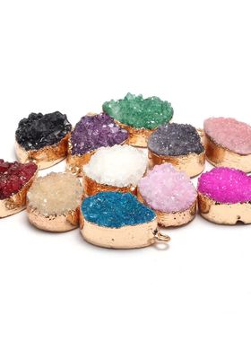 Natural Druzy Stone Pendants Water Drop Shape Natural Agates