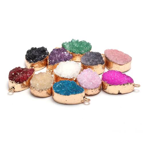 Natural Druzy Stone Pendants Water Drop Shape Natural Agates