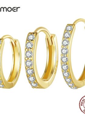 Classic CZ Huggie Hoop Earrings Gold Plated Cartilage Pierci