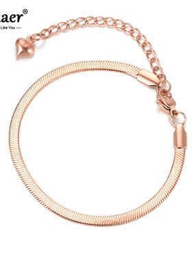 Titanium Stainless Steel Snake Chain Thin Bracelets For Wome