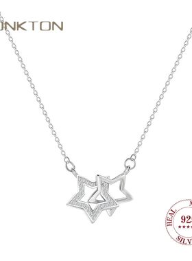 Double Hollow Star Necklace For Women Choker Simple Zircon N