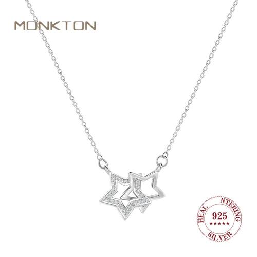 Double Hollow Star Necklace For Women Choker Simple Zircon N