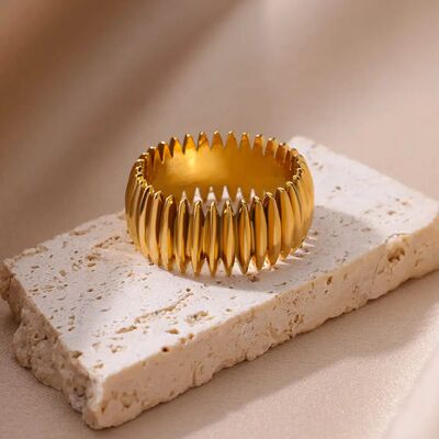 Gothic Stripe Rings for Women Stainless Steel Gold Color Rin