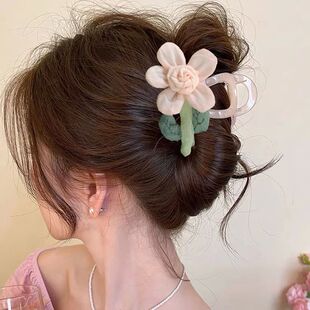 New Women Mesh Hair Flowers Claw Half Ponytai Clip