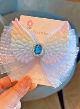 1PC New Princess Angel Wing Sequin Bow Girl Hairpins Lovely