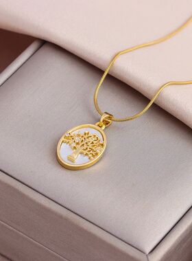 Snake Chain Life Tree Pendant Necklace For Women Retro Style