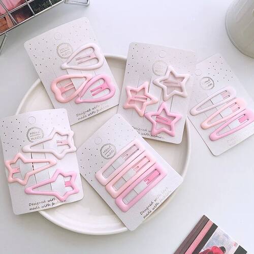 3pc Pink Color Basic Snap Baby Hair Drop Clips Girls Spring