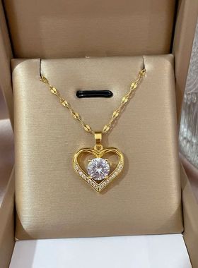 Artificial Gems Heart Pendant Necklace for women Golden Stai