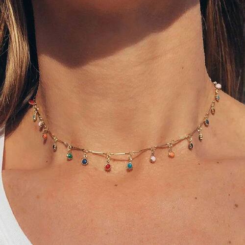 Fashion Simple Candy Color Tassel Necklace for Women Aesthet