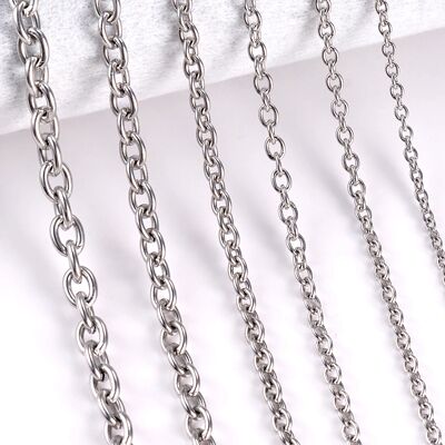 1Pc Width 1.5mm-6mm Stainless Steel Cross O Chain Necklace F