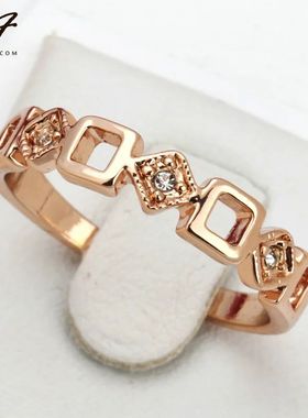 Concise Crystal Ring Rose Gold Color Austrian Crystals Full