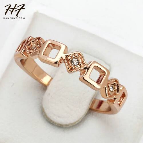 Concise Crystal Ring Rose Gold Color Austrian Crystals Full