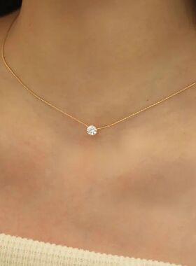 Stainless Steel Gold Plated Dainty Minimalist Zircon Charm A
