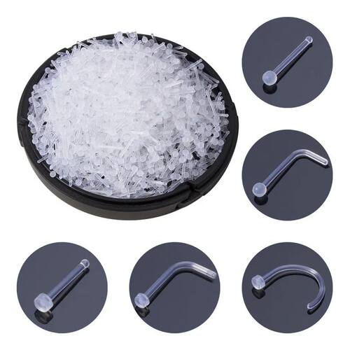 10-100pcs Clear Acrylic Nose Ring Stud Transparent Invisible