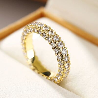 Trend Gold Color Women's Ring Series with Brilliant Cubic Zi