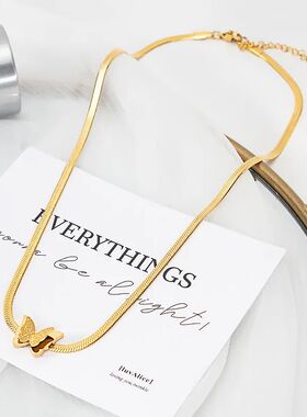 Stainless Steel Fashion Flat Snake Bkade Chain Butterfly Tas