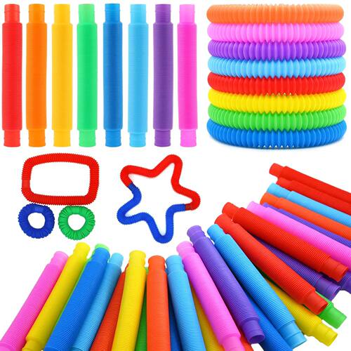 20/30/60 Pack Pop Tubes Sensory Toys Connectable and Extenda