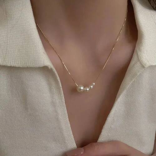 Imitation Pearl Pendant Necklace Trendy French Personalized