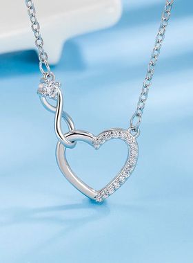 Zircon Heart Interlocking Necklaces For Women Jewelry Gift F