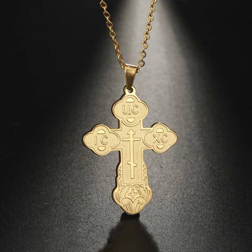 Stainless Steel Orthodox Cross Necklaces for Women Men Russi