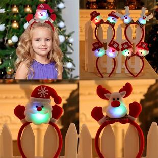 Santa Glow LED Headband Antlers Reindeer Elk Christmas Claus