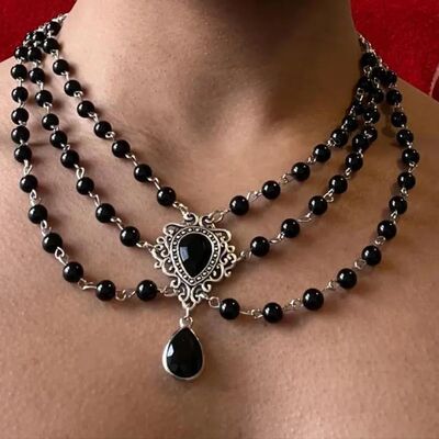 Gothic Victoria Middle Age Teardrop-shaped pendant multi-lay