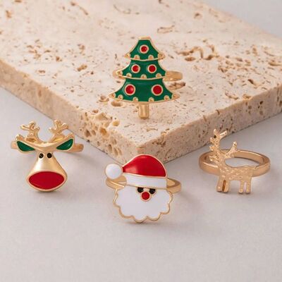 Creative Christmas Tree Christmas Ring Set Elk Dripping Oil