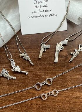 Vintage Design Gun Revolver Pendant Necklace Fashion Retro G