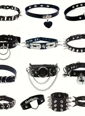 Punk Gothic Style PU Leather Faux Jewelry Collar Bracelet Ba